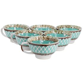 Meritage Otis 6 Piece 27 Ounce Stoneware Soup Bowl with Handle Set in Turquoise