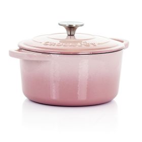Crock-Pot Artisan 2 Piece 3 Quarts Enamled Cast Iron Dutch Oven in Blush Pink
