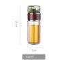 Color: Brown and cup cover, Size: 300ml - Tea separation glass cups, tea cups, double glass cups