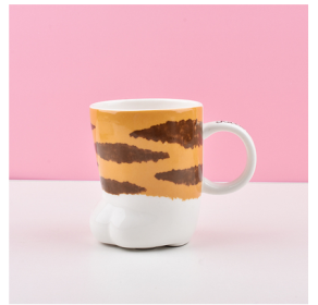 Color: Brown - Japanese Cute Cat Claw Meat Ball Ceramic Mug Three-dimensional Cat Claw Cup Creative Children's Milk Cup Soft Cute Water Cup