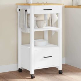 Kitchen Trolley MONZA 18.9"x15.7"x34.8" Solid Wood Pine