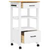 Kitchen Trolley MONZA 18.9"x15.7"x34.8" Solid Wood Pine
