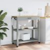 Kitchen Trolley MONZA 33.1"x15.7"x34.8" Solid Wood Pine