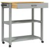 Kitchen Trolley MONZA 33.1"x15.7"x34.8" Solid Wood Pine