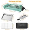 2000W Electric Indoor Grill 2 in 1 Electric BBQ Gill with Grill Net Removable Plate 5 Temperature Control 3 Small Trays Dishwasher Safe