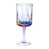 Set of Four Clear and Rainbow Geometric Acrylic Stemmed All Purpose Wine Glasses