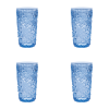 Set of Four Blue Paisley Acrylic Stemless Highball Glass