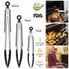 3Pcs Kitchen Tongs Stainless Steel Locking Food Tongs with Silicon Tips BPA Free Non-Stick BBQ Cooking Grilling Locking Food Tongs High Heat Resistant