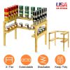 2-Tier Kitchen Spice Rack Expandable Bamboo Spice Organizer Cabinet Stackable Seasoning Organizer Extendable Spice Jar Rack for Countertops Pantries C