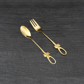 style: Spoon and fork - Stainless steel spoon fork set butterfly stainless steel coffee spoon, creative Japanese and Korean tableware, gold-plated sta