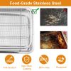 2Pcs Air Fryer Basket Tray 15.35x11.61in Stainless Steel Rustproof Non-Stick Oven Pan and Tray For Bake Grill Crispy Food Dishwasher Safe
