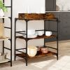 Kitchen Trolley Smoked Oak 32.1"x16.1"x36.4" Engineered Wood