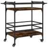 Kitchen Trolley Smoked Oak 32.3"x15.7"x30.9" Engineered Wood