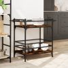 Kitchen Trolley Smoked Oak 32.3"x15.7"x30.9" Engineered Wood