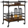 Kitchen Trolley Smoked Oak 32.3"x15.7"x30.9" Engineered Wood