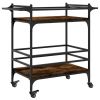 Kitchen Trolley Smoked Oak 32.3"x15.7"x30.9" Engineered Wood