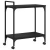 Kitchen Trolley Black 23.8"x12.2"x28.5" Engineered Wood