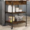 Kitchen Trolley Smoked Oak 23.6"x18.9"x35.2" Engineered Wood