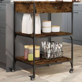 Kitchen Trolley Smoked Oak 23.6"x18.9"x35.2" Engineered Wood