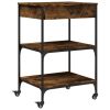 Kitchen Trolley Smoked Oak 23.6"x18.9"x35.2" Engineered Wood
