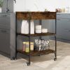 Kitchen Trolley Smoked Oak 23.6"x18.9"x35.2" Engineered Wood