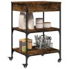 Kitchen Trolley Smoked Oak 23.6"x18.9"x35.2" Engineered Wood