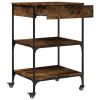 Kitchen Trolley Smoked Oak 23.6"x18.9"x35.2" Engineered Wood