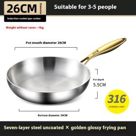 Specifications: 24cm Frying Pan - 316 Stainless Steel Flat Non-coated Frying Pan