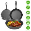 3Pcs Pre-Seasoned Cast Iron Skillet Set 6/8/10in Non-Stick Oven Safe Cookware Heat-Resistant Frying Pan for Frying Sautéing Cooking Baking