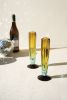 RECYCLED FLUTED CHAMPAGNE GLASS - BLUE AND AMBER