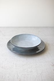 SET OF 12 BLUE CERAMIC DINNER PLATES AND BOWLS