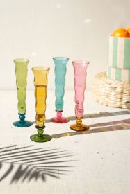 SET OF FOUR WAVY TRUMPET CHAMPAGNE GLASSES - ONE EACH COLOR (MIN 2)
