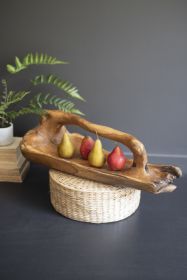 LARGE OVAL TEAK BOWL WITH HANDLE