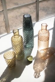 SET OF THREE BUBBLE GLASS CARAFES W TUMBLER - ONE EACH