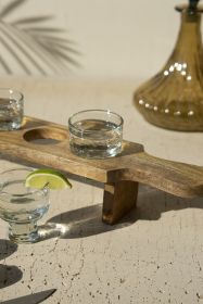 TEQUILA FLIGHT - FOUR GLASSES ON A WOODEN BASE