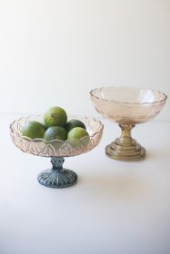 SET OF TWO GLASS COMPOTES - ONE EACH DESIGN