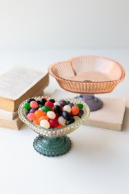 SET OF TWO  GLASS HEART COMPOTES