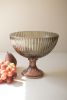 MULTI-COLORED GLASS COMPOTE - RIBBED
