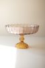 MULTI-COLORED GLASS COMPOTE - SCALLOPED