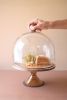 MANGO WOOD CAKE DISPLAY WITH GLASS DOME