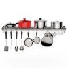 US GARVEE Stainless Steel Wall Mount Shelf with Hooks Commercial Storage Shelves
