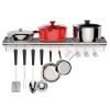 US GARVEE Stainless Steel Wall Mount Shelf with Hooks Commercial Storage Shelves