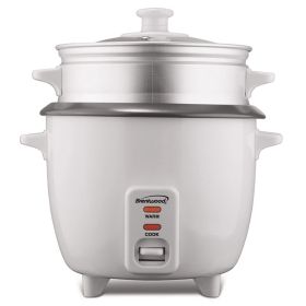 Brentwood 8 Cup Rice Cooker / Non-Stick with Steamer in White