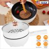 Electric Hot Pot Non-Stick Frying Pan Portable Rapid Noodles Cooker with Long Handle Steamer Spatula Dual Power Control Overheat Dry-Boil Protection f