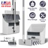 Broom And Dustpan Combo Set With Squeegee Stainless Steel Handle 4 In 1 Upright Standing Broom And Dust Pan For Indoor Outdoor Garage Kitchen Room Off