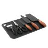 Oster 6-Piece Black Stainless Steel Cutlery Set with Cutting Board, Peeler, and Shears