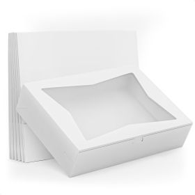 10 Pcs Half Sheet Cake Box Rectangle Set Durable 19x14x4 In Cardboard Boxes with Window Flip Top White Bakery Boxes for Cookies Cupcakes Macarons