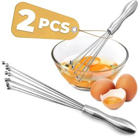 2 PCS Stainless Steel Mini Ball Whisk Manual Wire Egg Whisk Set Great for Blending Whisking Beating and Stirring Used for Cream Stew Flour Salad