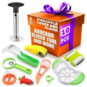 10 Pcs Fruit Slicer Set Fruit Cutting Tools Pineapple Corer and Slicer Kiwi Cutter Apple Slicer and Corer Cantaloupe Cutter Strawberry Huller Wat