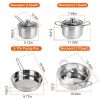 Stainless Steel Cookware Set Fast Even Heat Induction Pots Pans Set Dishwasher Safe with 2.7/3.7 Quart Stockpot 2 Quart Saucepan 9.17in Frying Pan